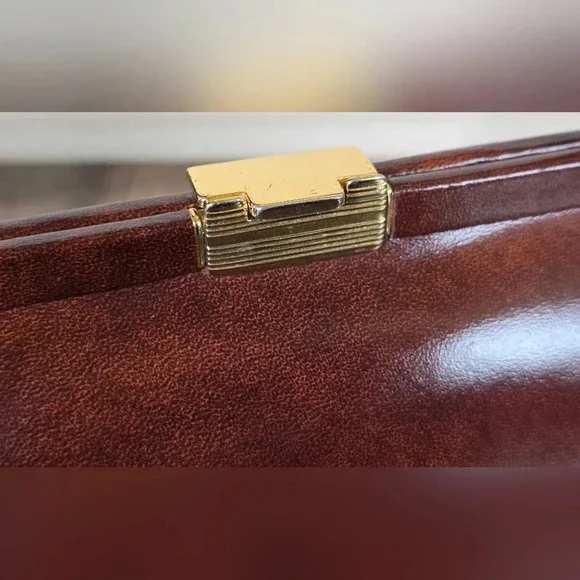 Vintage Etra Cinnamon Brown Bowling Bag Style Purse - Picture 7 of 8